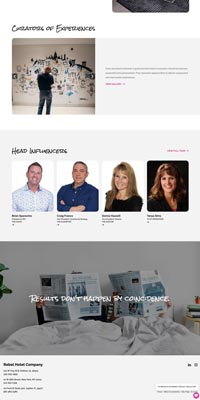 screenshot representing the Rebel Hotel Company website in narrow view