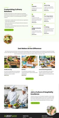 screenshot representing the Zest Culinary Services website in narrow view