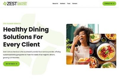 Screenshot of Zest Culinary website