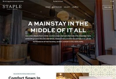 Screenshot of Staple Food & Drink website